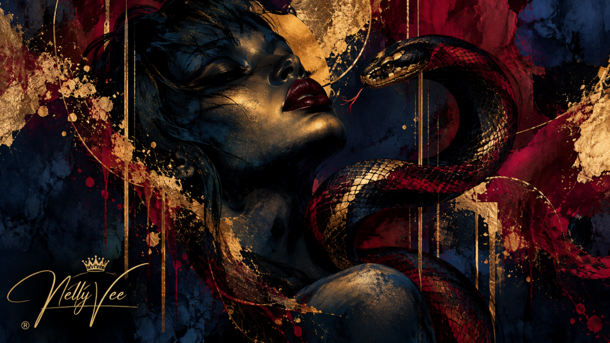 Dark Venom — original abstract nVeeism artwork by Nelly Vee exploring memory, inner conflict, attraction, fracture, and consequence